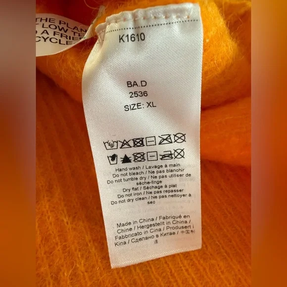 GANNI Soft Alpaca/Wool Knit Orange Cardigan Jewel Buttons Size XL - Picture 8 of 10